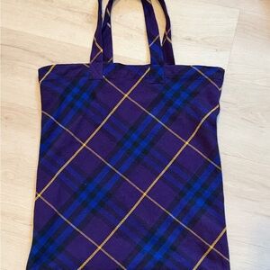 BURBERRY Plaid Purple Tote Bag